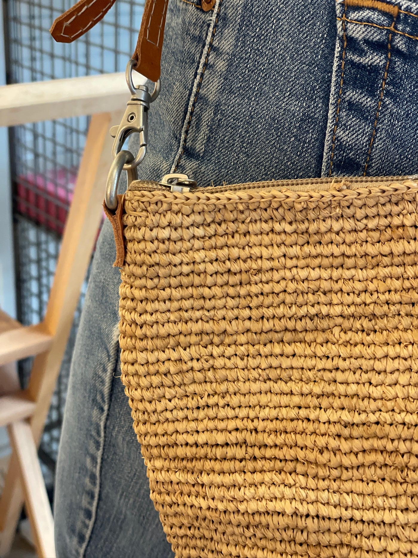 Crochet Raffia Cross Body Bag