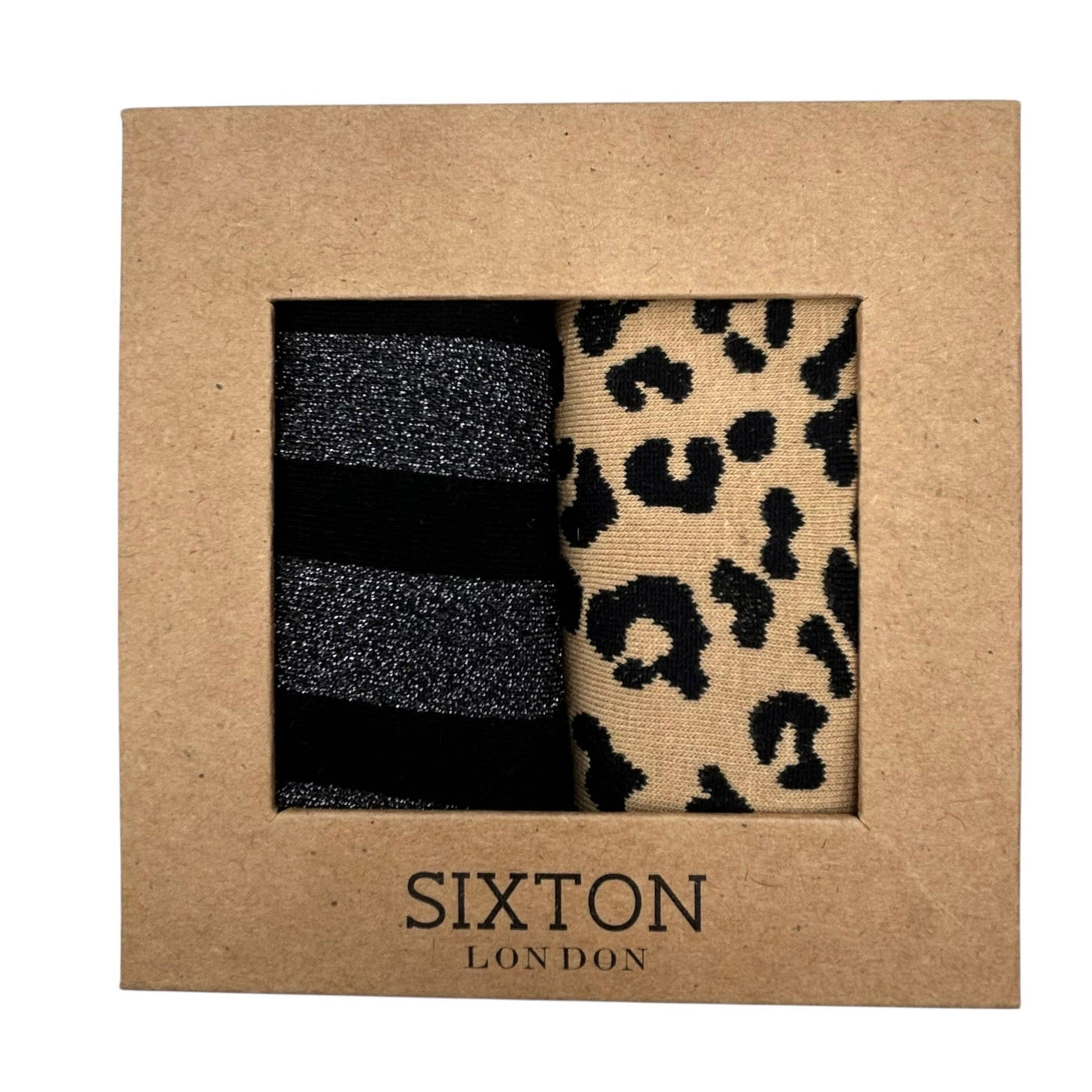 Sand Leopard & Black Berlin sock box duo
