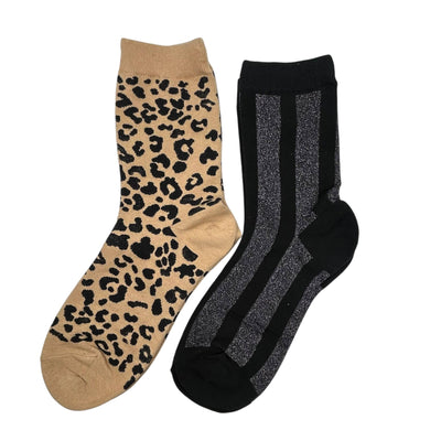 Sand Leopard & Black Berlin sock box duo
