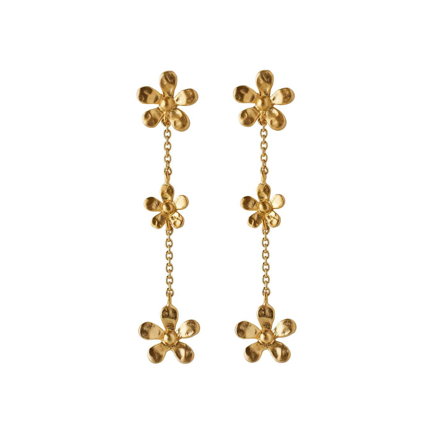 Gold Triple Poppy Earrings