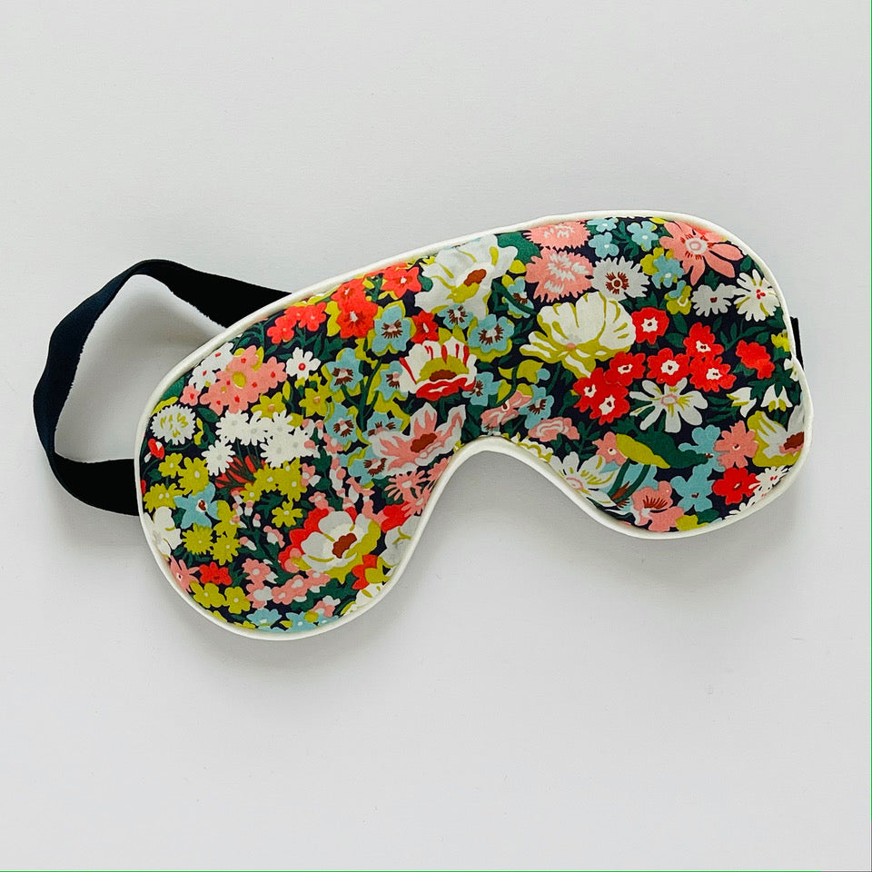 LIBERTY PRINT LAVENDER EYE MASK NAVY FLORAL