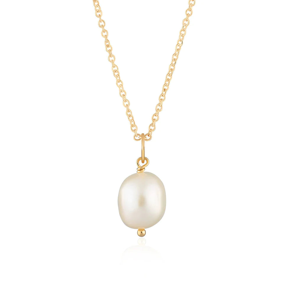 Gold  Dangling Pearl Necklace