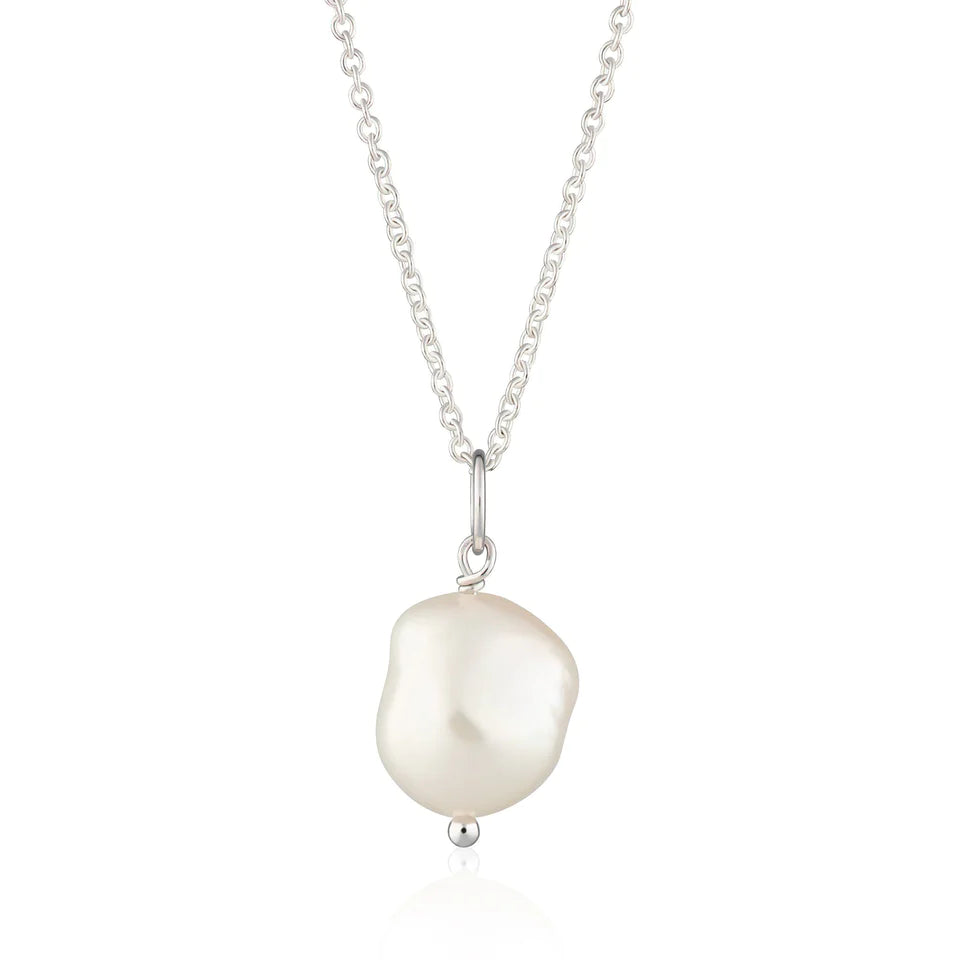 Silver Dangling Pearl Necklace