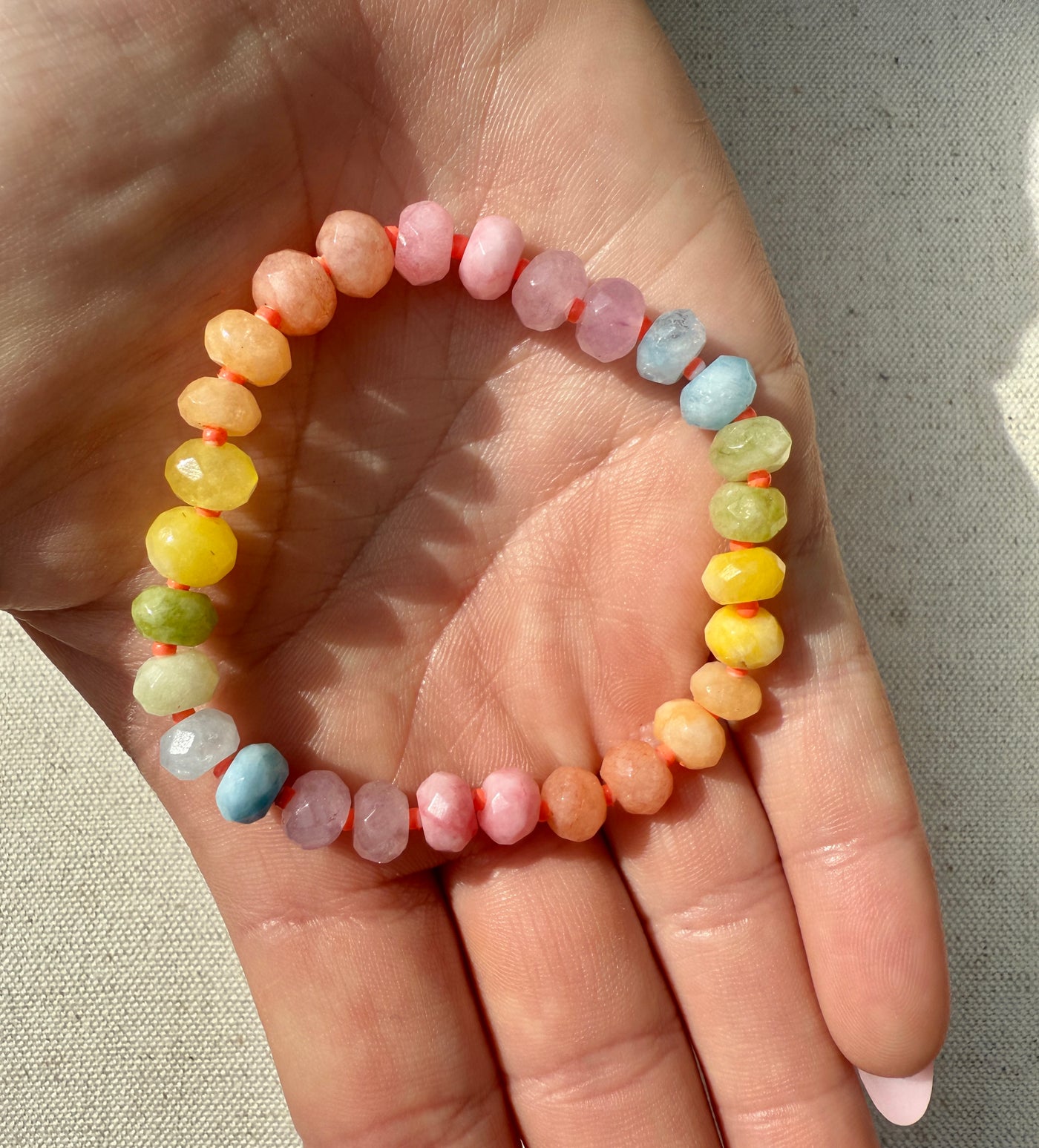 XUXA rainbow mixed Jade stone beaded bracelet