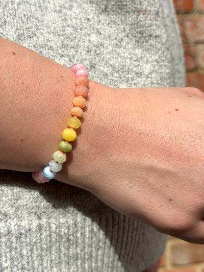 XUXA rainbow mixed Jade stone beaded bracelet