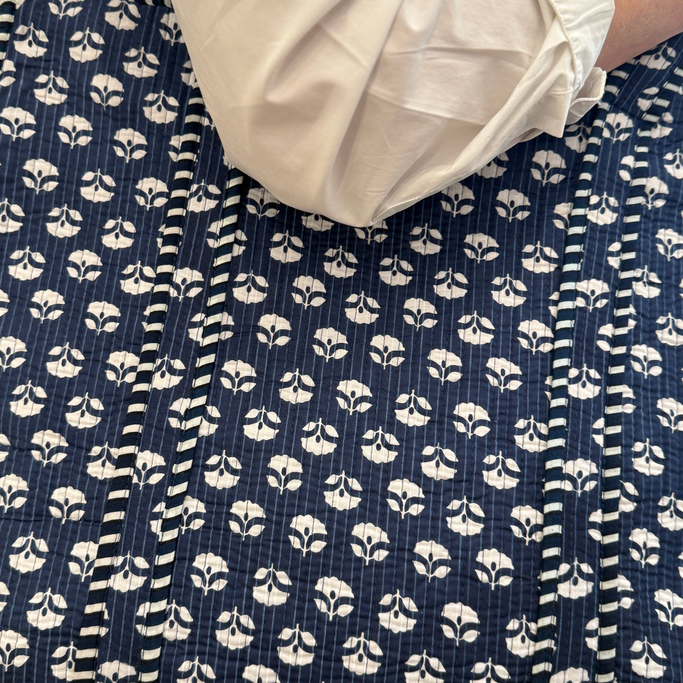 Indigo Blossom Cotton Tote