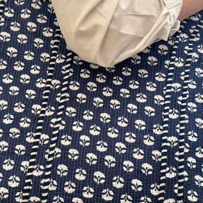 Indigo Blossom Cotton Tote