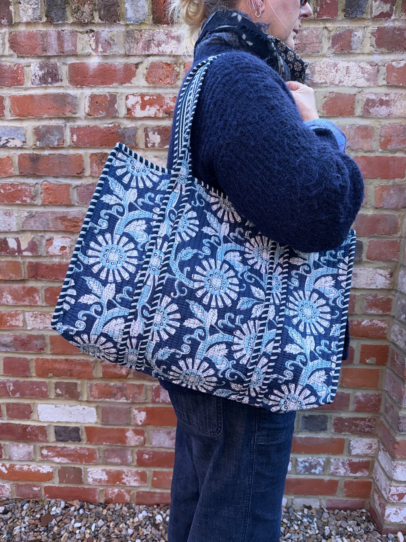 Small Blue Flower Reversible Bag