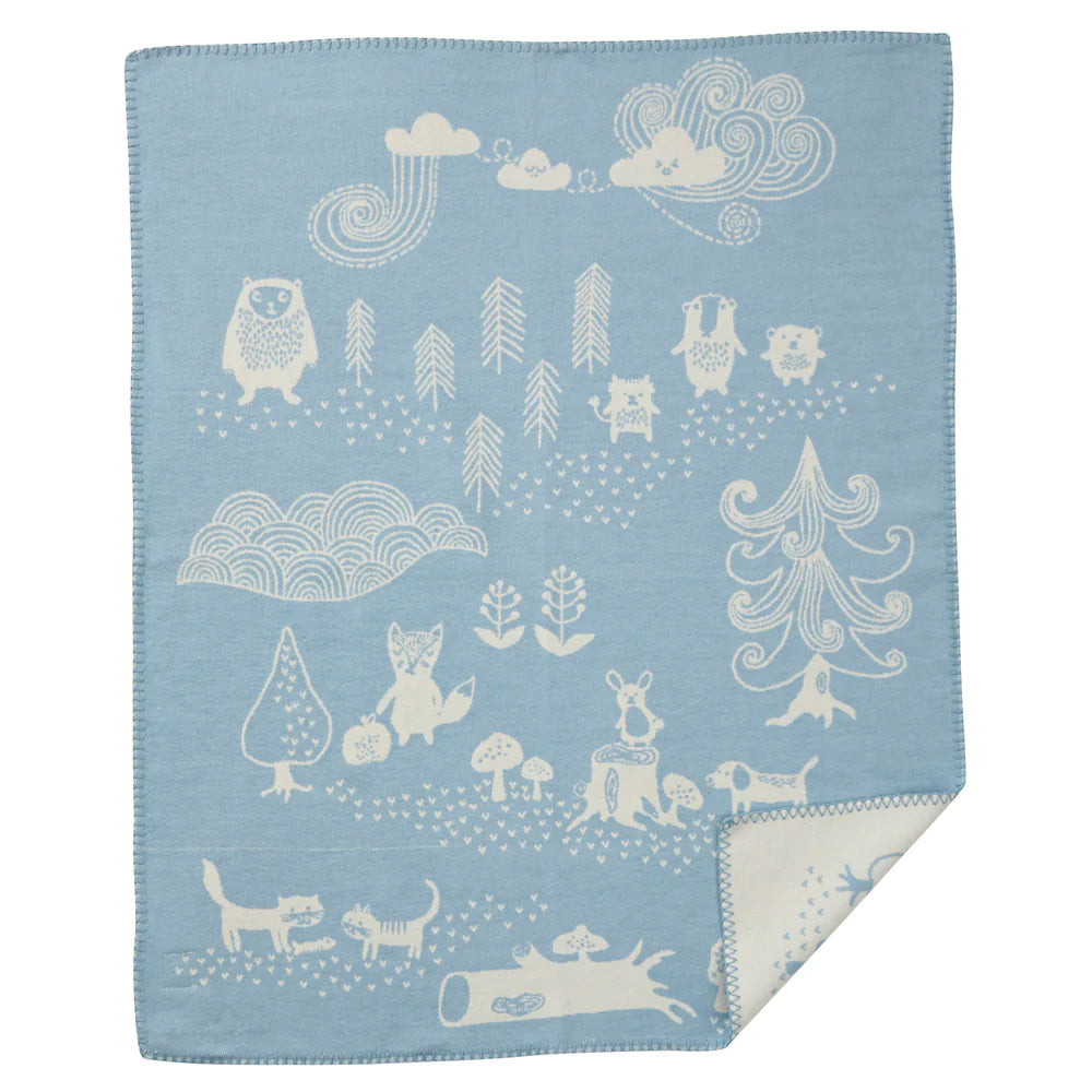 Blue Little Bear Organic Cotton Baby Blanket