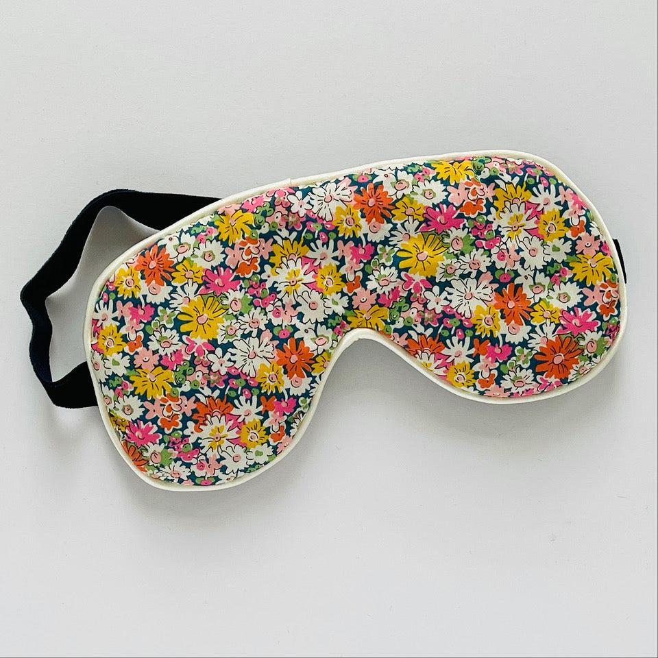 LIBERTY PRINT LAVENDER EYE MASK YELLOW DAISY