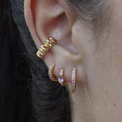 Scream Pretty Huggie Earrings with Pink Stones