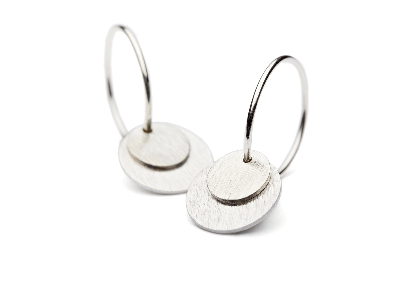 Silver Coin Hoop Earrings