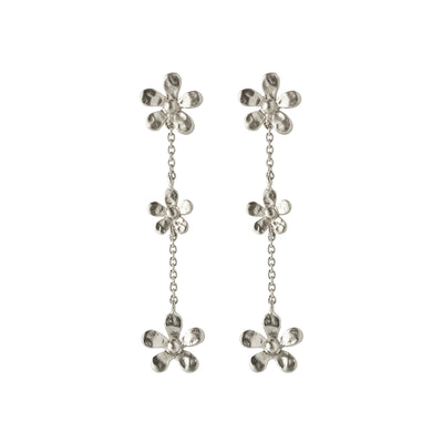 Silver Triple Poppy Earrings