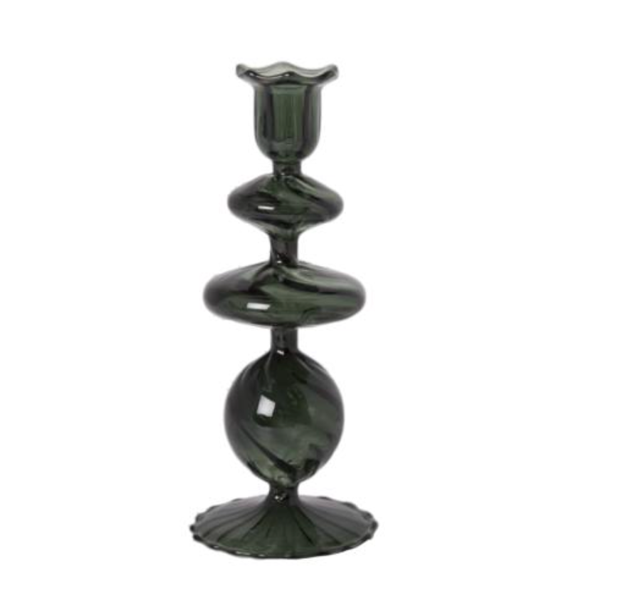 GLASS CANDLE HOLDER SEA GREEN