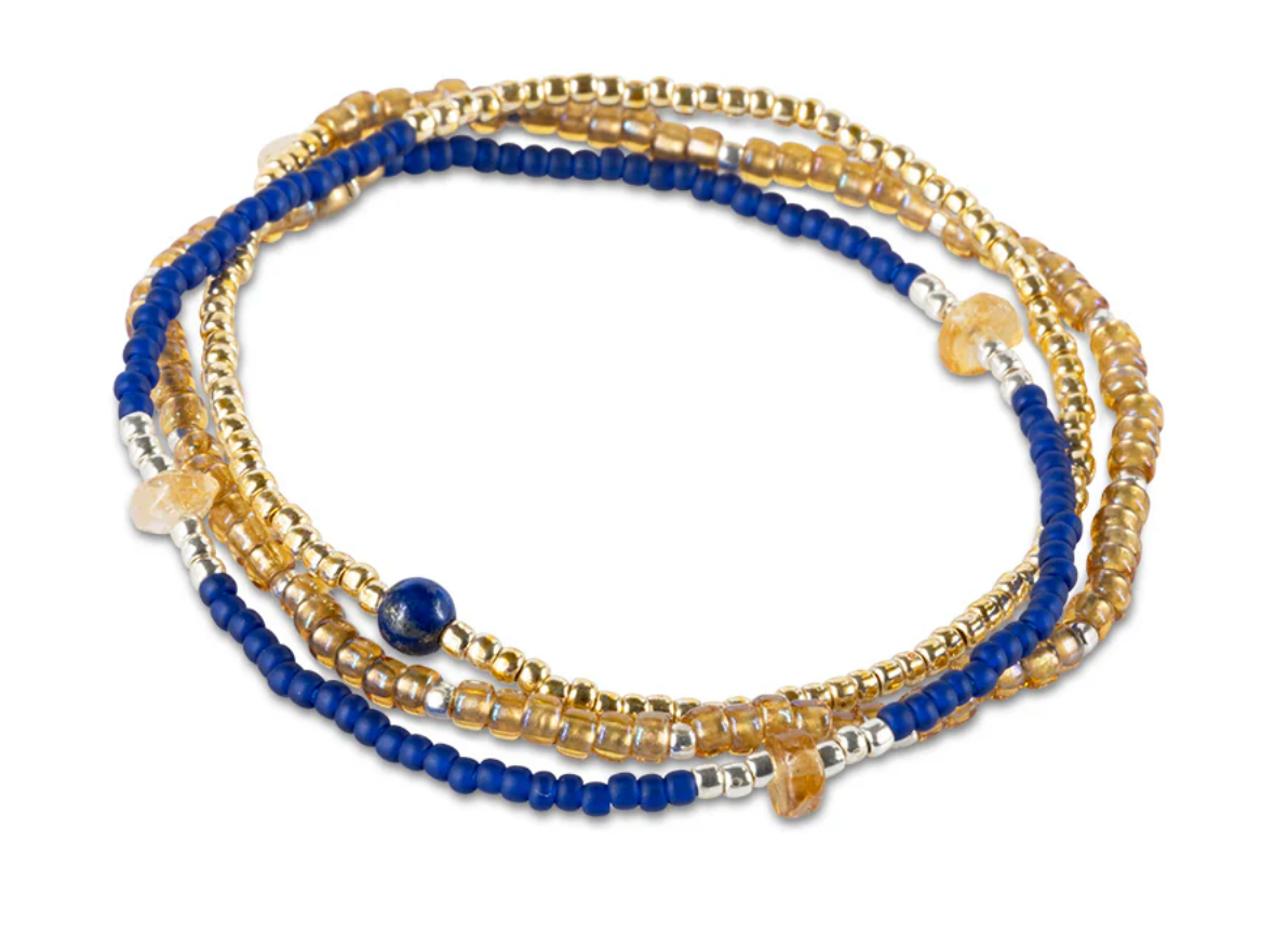 A Beautiful Story Balanced Citrine Lapis lazuli gold bracelet