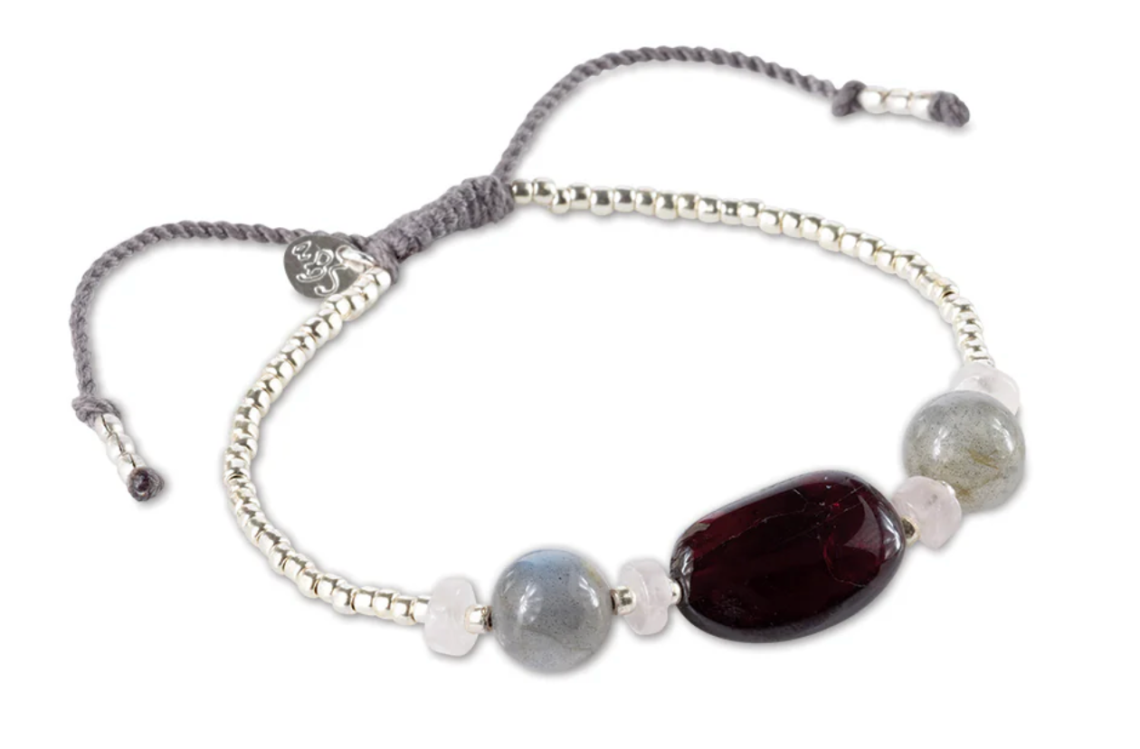 A Beautiful Story Garnet Labradorite Silver Bracelet
