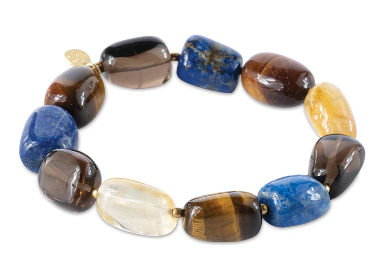 A Beautiful Story Tiger Eye Lapis Lazuli Smokey Quartz Citrine Bracelet
