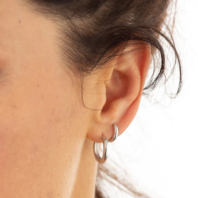 Simple Silver Huggie Earrings