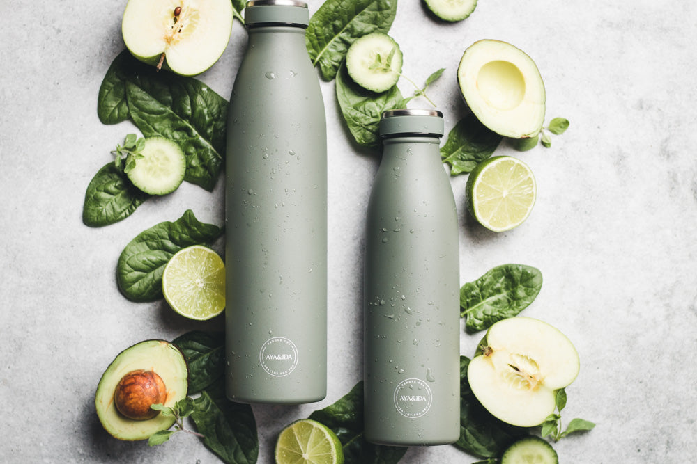 Aya & Ida Tropical Green water bottle