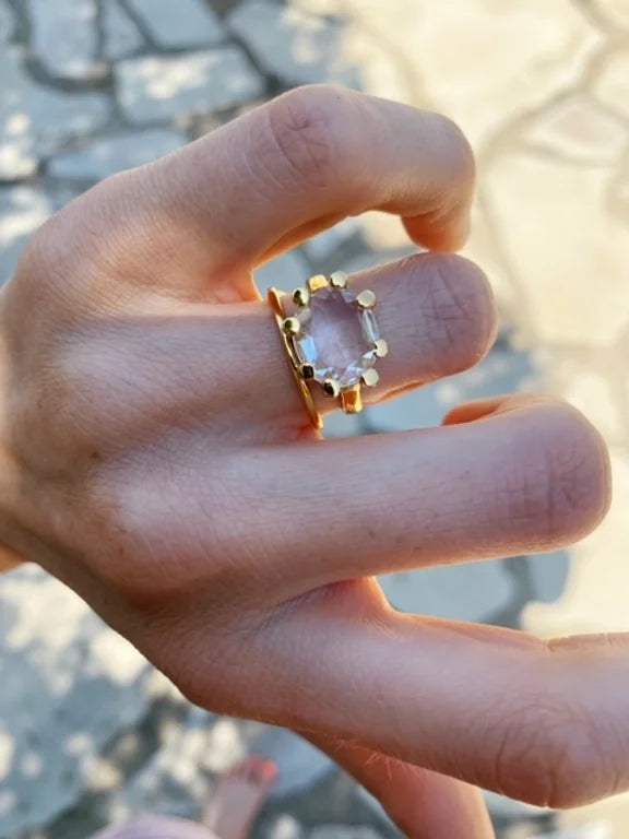 Shyla Clear Oval Claw Ring/ Size M