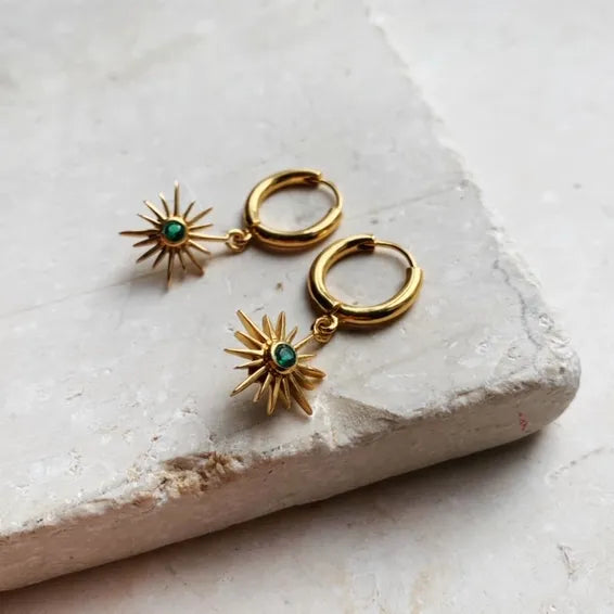Shyla Emerald Felicity Star Huggie Earrings