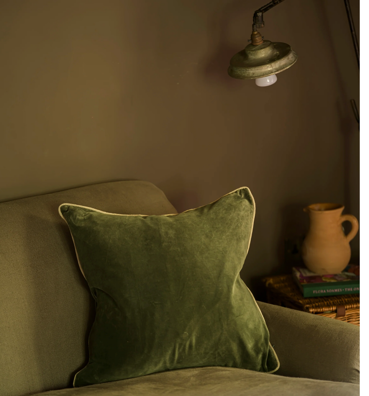 Moss Green Square Velvet Cushion