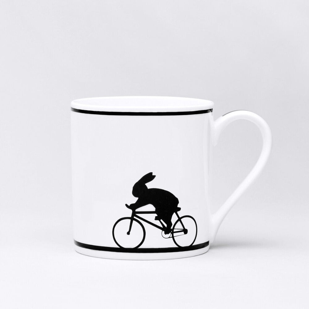 Cycling Rabbit Mug - Fine Bone China