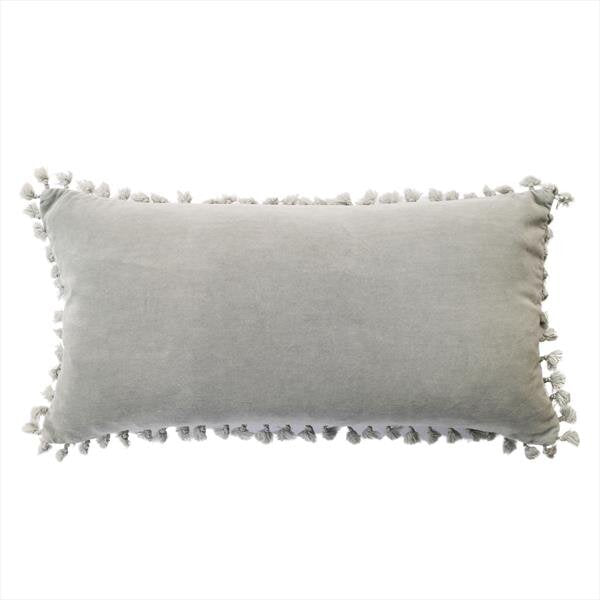Velvet Tassel Cushion Light Grey