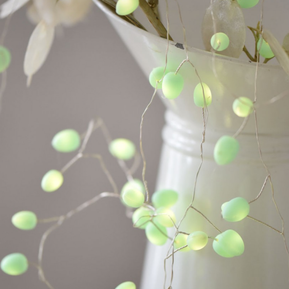 Soft Mint Green Tear drop opaque string lights