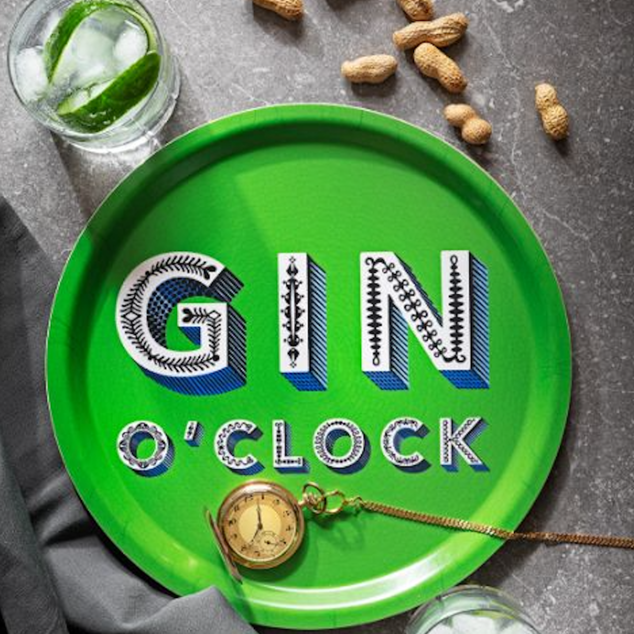 Jamida Lime Green Gin O'clock tray