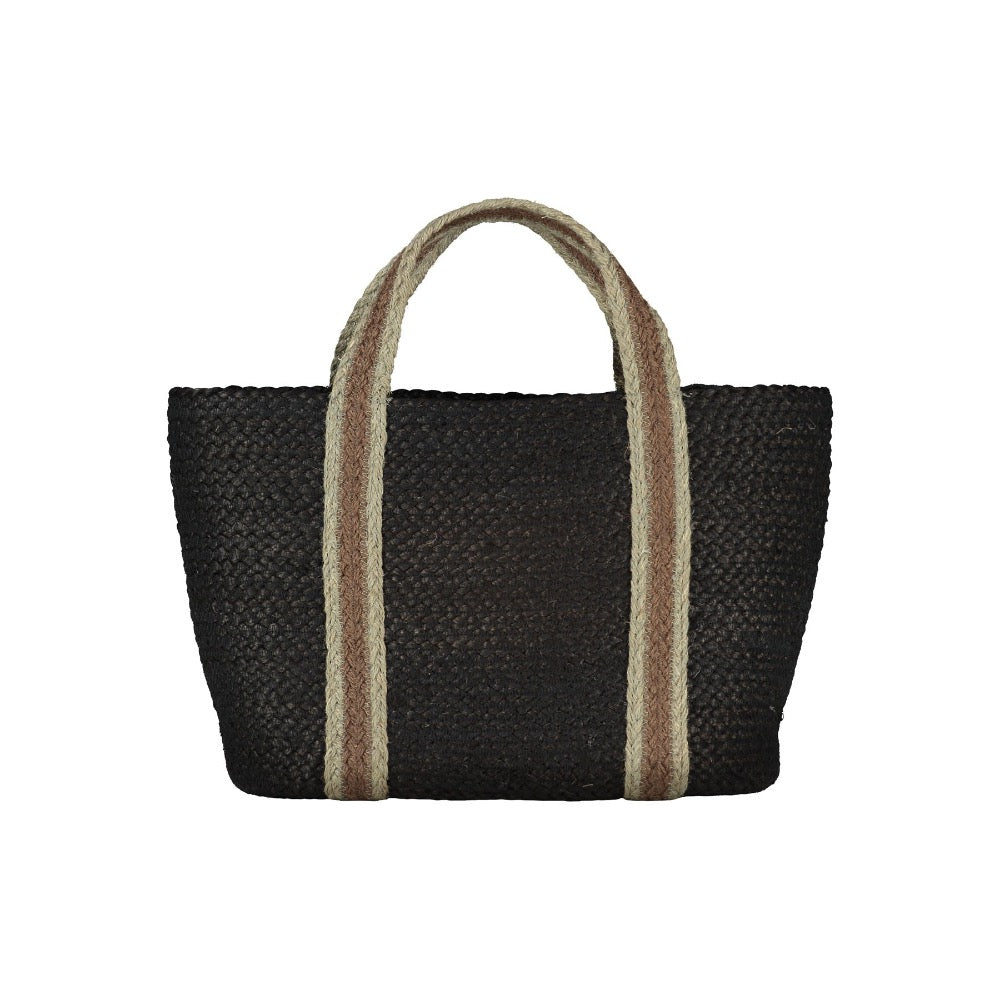 Short Handle Coffee stripe Tote