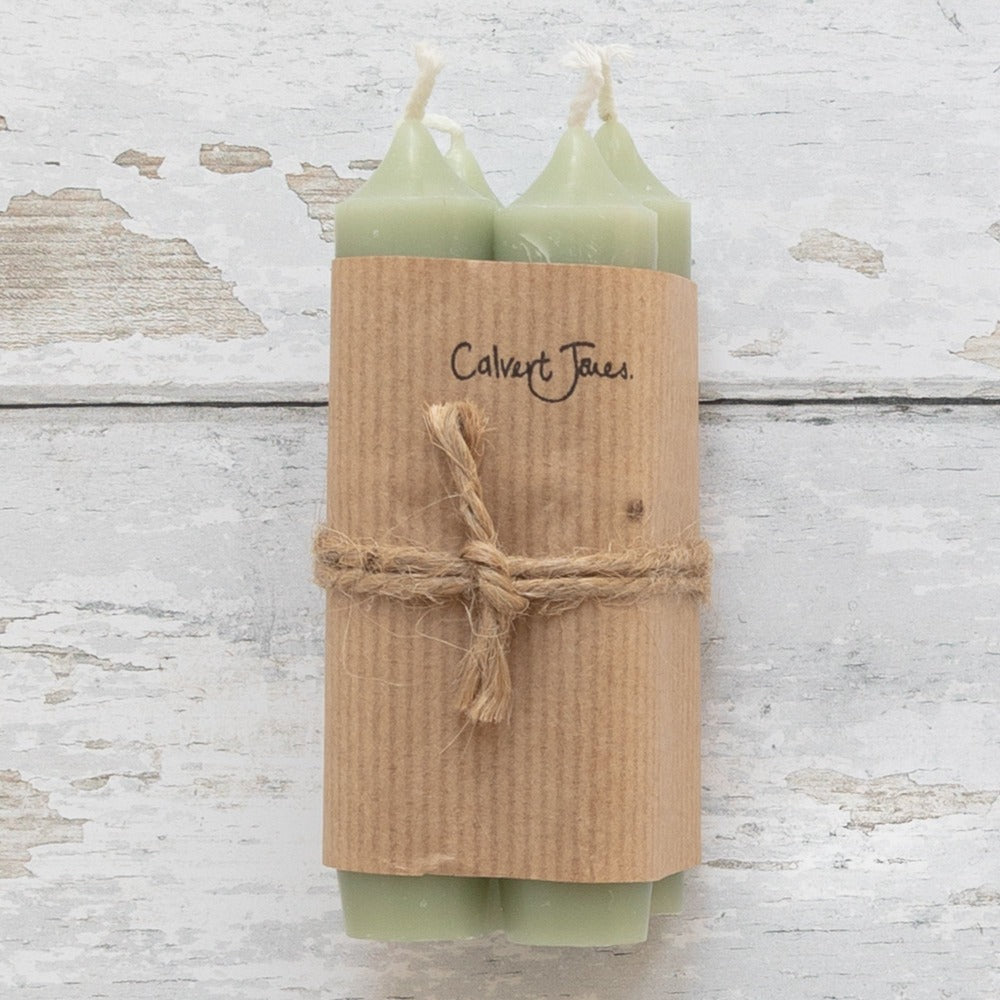 Short dinner candles Bundle soft green