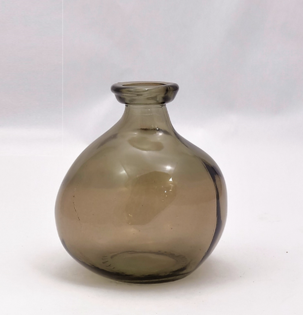Recycled Glass Chestnut Grey Bubble vase