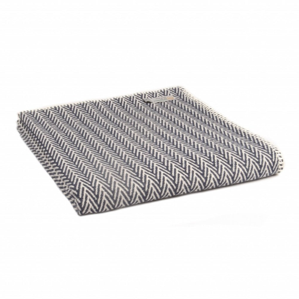 Cosy Cotton Throw - Navy Herringbone Throw