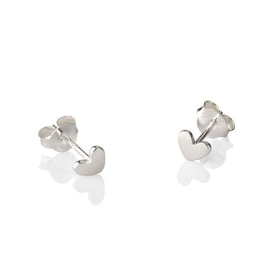 Tiny Silver Brushed Heart studs.